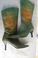 Stiefel,Leder,Grün/Türkis,au