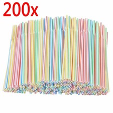100-2000x Strohhalme Flexible Plastik Bendy bunte Trinkhalm Geburtstagsfeier A