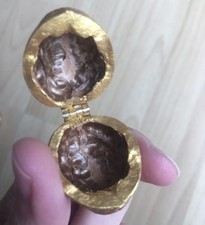 Kleine Walnuss Schatulle Etui Ring Hochzeit Verlobung Geschenk Gold