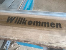 Holzschild, Willkommen, Eiche