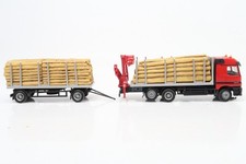 Faller Car System 1:87 LKW MB Hängerzug mit Ladekran, beladen m. Rundholzstämme