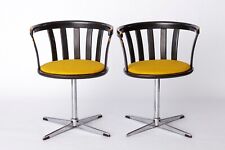 Pair of Vintage Swivel Chairs – 1970s German Design – Black Lacquered Beech