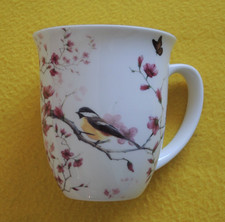 1 Porzellan Tassen Vogel Blüten Ambiente 0,4l Becher groß Meise Vögel Zweig