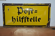 Altes Emailschild 30er Jahre Post=hilfsstelle,Reichspost,Weimarer Repubilk,Orig.