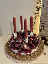 Edel Adventskranz Winter Deko Sezon Deko Advent Vintage shabby chic weiß Pink