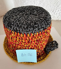 Nr.56 WC Rollen Hut-Klohut-Klorollenhut Handarbeit f. Auto/Bad Farbe Grau/Ocker