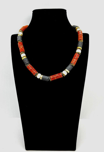 925 korallenkette lava - 925/-,