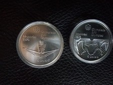 2 X 5 Dollar Olympiade XXI Montreal 1976, 1974/76, 925er Silber, gekapselt. 