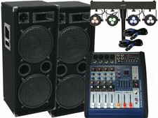 Das PA Komplett Set8 Powermixer Anlage LED Licht DJ 3Wege USB Musikanlage 3000W 