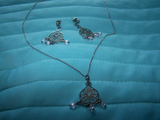 ⭐⭐Schmuckset Silber Kette und Ohrhänger Orientalischer Style BOHO  NEU⭐⭐