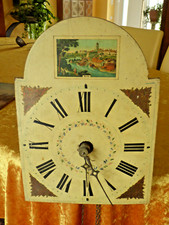 Schilderuhr - um 1830 - holzgespindelt - mit Oelgemälde Stadtansicht Bern