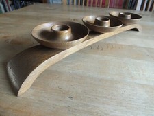 Art Deco Kerzenleuchter Kerzenständer 30/40er Jahre 3armig Holz Eiche H-Form Nr.