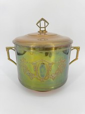 BOWLE TOPF JUGENDSTIL ART DECO ANTIK GLASEINSATZ MESSING