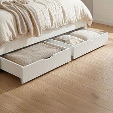 Bettkasten 2er Set Weiß Holz