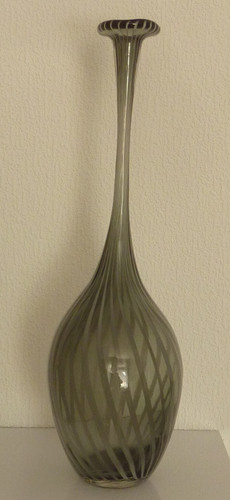 Vase glas streifen - glas, grau