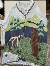 Handknits By Storybook Knits Vintage Handstrick Cardigan Gr. 2XL Waldmotiv