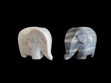 Vintage Marmor Buchstützen Skulptur Elefant - Schwarz & Weiß - 11x13 cm