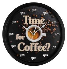 Kaffee Wanduhr Time for Coffee Gag Uhr rund 30,5 cm Bunt Analog