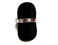 925/- Silberring, simulierte Diamanten, rund, Weiß, Rot, Gr. 62, Sterlingsilber