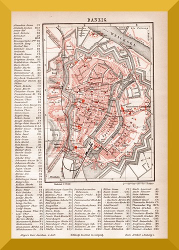 Danzig original stadtplan mit - danzig, +original