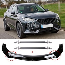 Für Cupra Formentor Glänzend Schwarz Frontspoiler Lippe Splitter + Stützstange