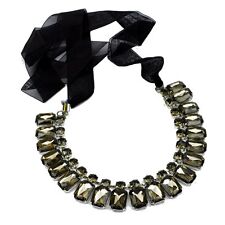 Collier Stoff Band Strass Kette Stoffkette champagner Strasscollier Halskette