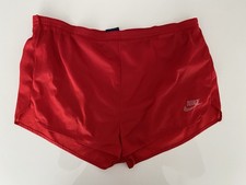 Vintage Nike Glanz Shorts Gr. L Rot Runner Sprinter polyester 80s 129