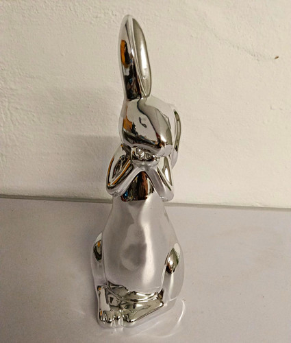 Hase figur keramik silber - figur,