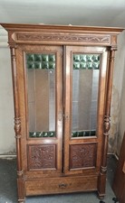 Gründerzeit Kleiderschrank mit Glas & Schnitzereien, um 1900