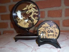 2x Korkschnitzerei gerahmt