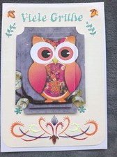 3D Grußkarte mit Fadengrafik und passendem Umschlag * Viele Grüße * Uhu *