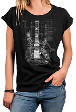 Gitarren Shirt Damen Top Frauen Oberteile mit Musik Motiv Oversize Große Größen
