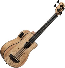 B-WARE Kala U-Bass Spalted Maple Natural Satin Ukulele Cutaway elektro Gigbag