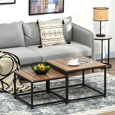 HOMCOM Couchtisch 2er-Set Beistelltisch Kaffeetisch Satztisch im Industriedesign