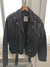 Highway 1 Motorrad-Lederjacke Bikerjacke Echtleder Schwarz Gr. L – Top Zustand