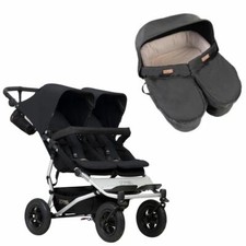 Mountain Buggy Duet V3.2 Doppelsitz-Buggy schwarz + Zwillingsbabywanne schwarz