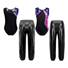 Kinder Mädchen Outfit Kostüm Tanzkleidung Tanz Trainingsanzug Strasssteine Jazz