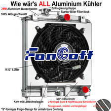 Für HONDA CIVIC EG EK 92-00 / CRX DEL SOL 93-97 2 Reihig Kühler & 12" Lüfter