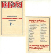 DDR blanko Urkunde Diplom Teilnahme Sommersportwettkampf Junge Pioniere