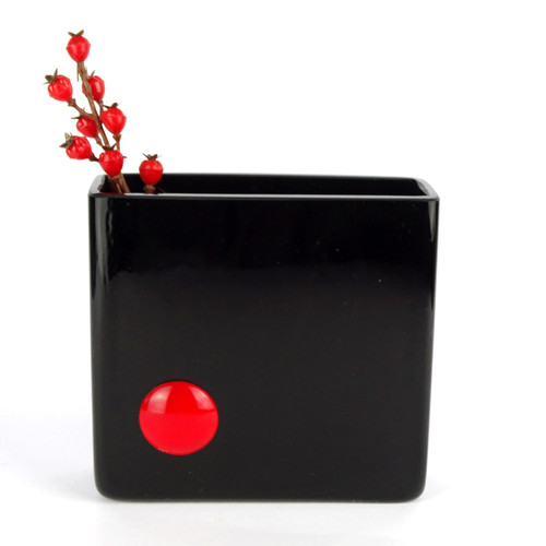 Vintage schwarze glas vase - schwarze,