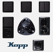 Kopp Standard schwarz Aufputz Steckdose Schalter Taster Wechselschalter