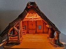Weihnachtskrippe Stall aus Naturmaterialien handgefertigt Unikat!