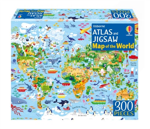 Atlas and jigsaw - and, map