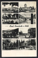 AK Bad Landeck, Gesamtansicht, Thermalbad, Tennisplätze, Am Kurhaus 1942 