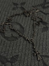 chrome hearts choke necklace chain pendant chokehold tiny e cross silver rare