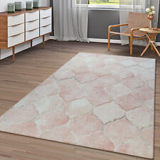 Orient Teppich Rosa Pink Beige Wohnzimmer Marokkanisches Design Waben Muster 