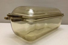 Saale Glas Feuerfest 3051 F Backform Auflaufform gelb mit Deckel Vintage