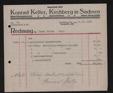 KIRCHBERG, Rechnung 1934, Konrad Keller Bau-Klempnerei Ofen-Geschäft