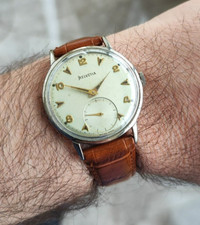 Helvetia Calatrava Vintage Herrenuhr verchromtes Gehäuse kleine Sekunde 35mm