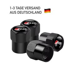4x Audi RS Logo Ventilkappen Auto Reifen Luft Kappen in schwarz RS3 RS6 RS7 etc.
